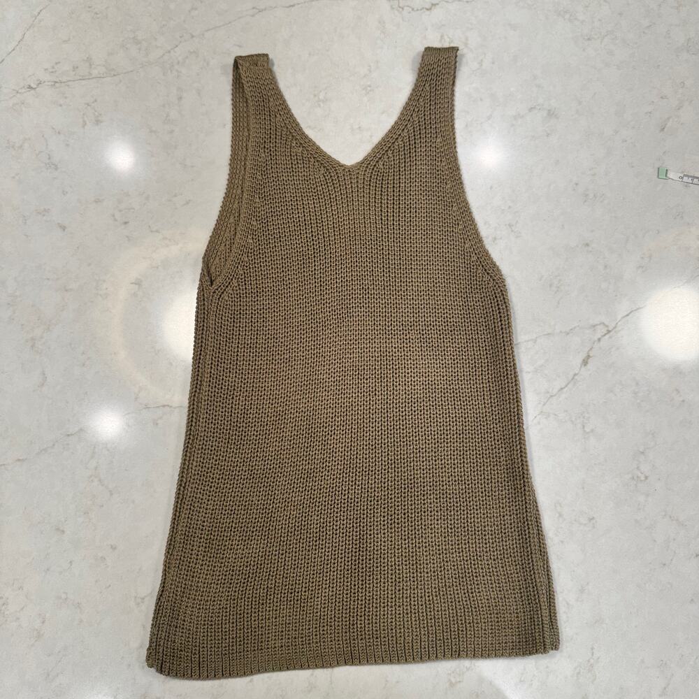 Boho Open Knit Tank Top Women's Medium Brown Festival Coastal Western Summer - Picture 12 of 15